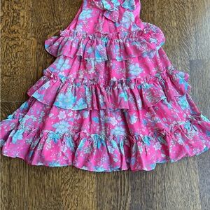 Janie and Jack Pink Dress with Blue Floral Design